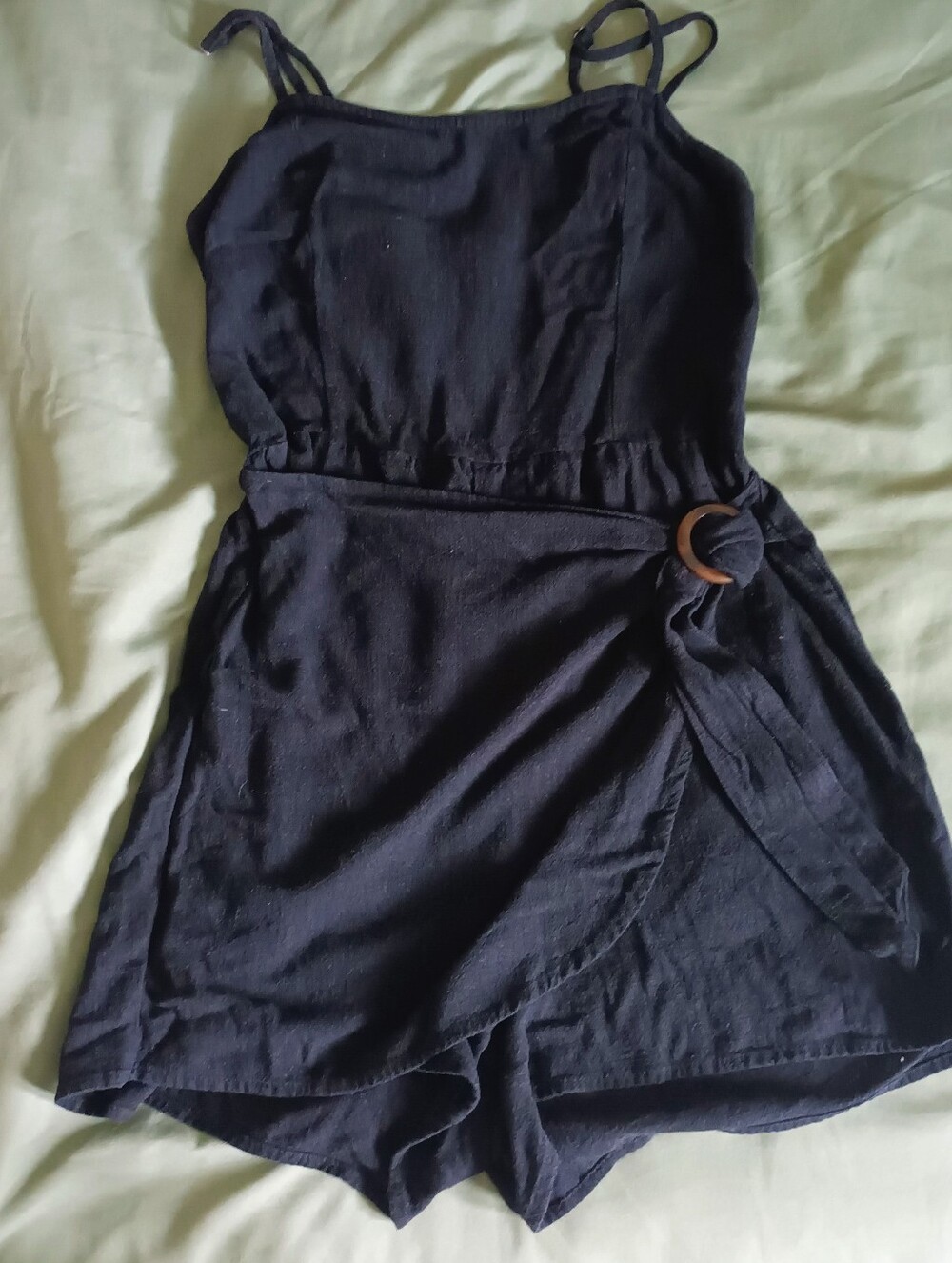 Black M Aeropostale Wrap Romper with Buckle Detail